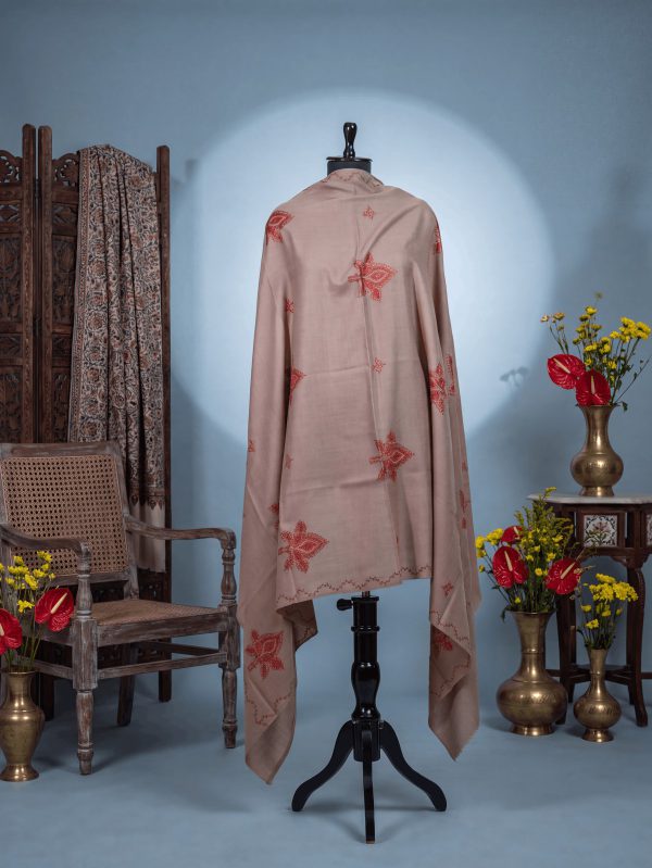 Meraas — Blush Bloom — handcrafted Kashmiri shawl by NOUR