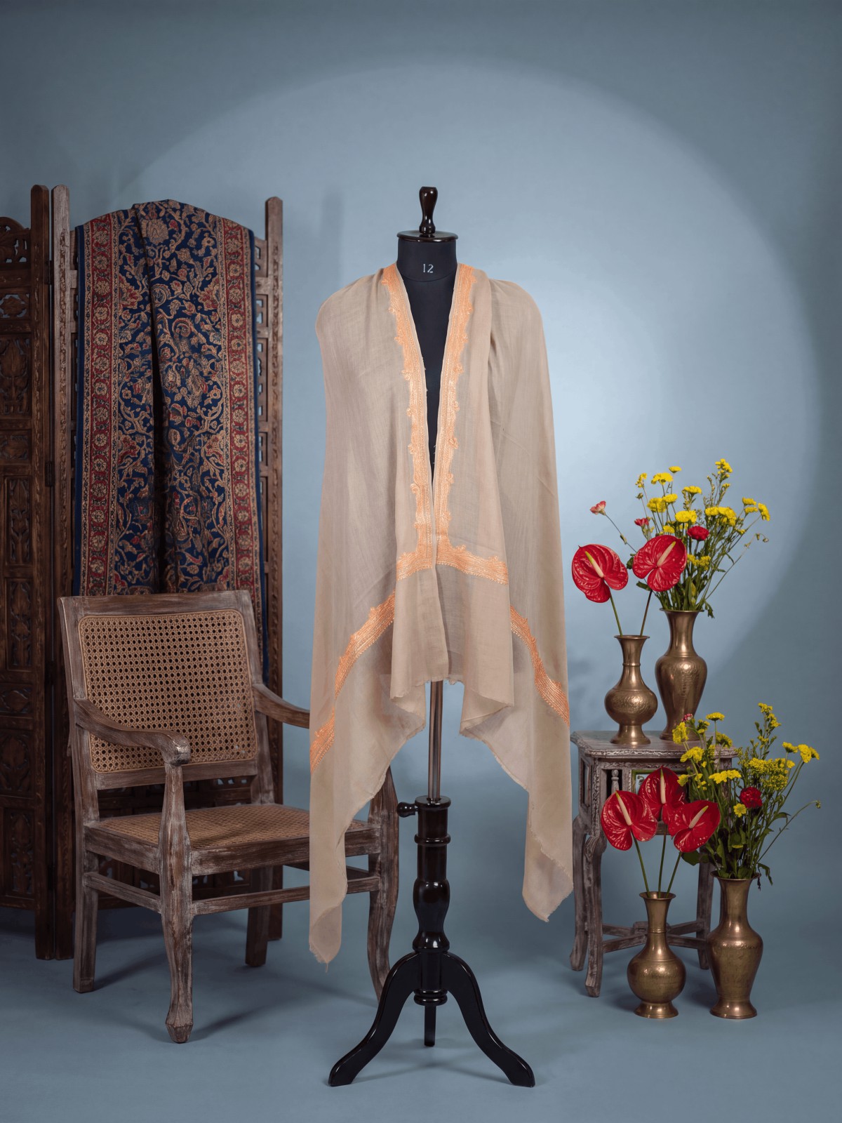 Meraas Heirloom — Champagne — handcrafted Kashmiri shawl by NOUR