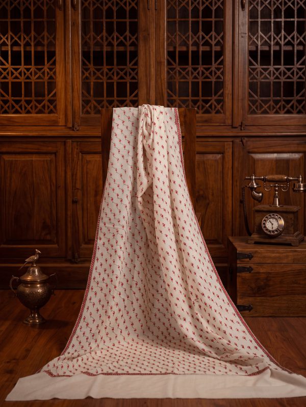 Meraas — Ivory Buti — handcrafted Kashmiri shawl by NOUR