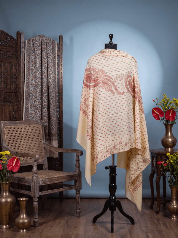 Meraas — Ivory Paisley — handcrafted Kashmiri shawl by NOUR