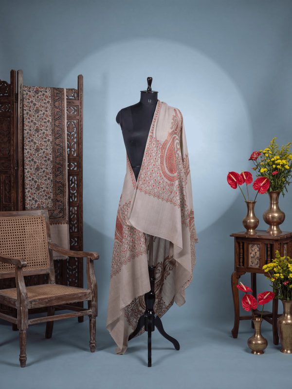 Meraas — Oatmeal Paisley — handcrafted Kashmiri shawl by NOUR