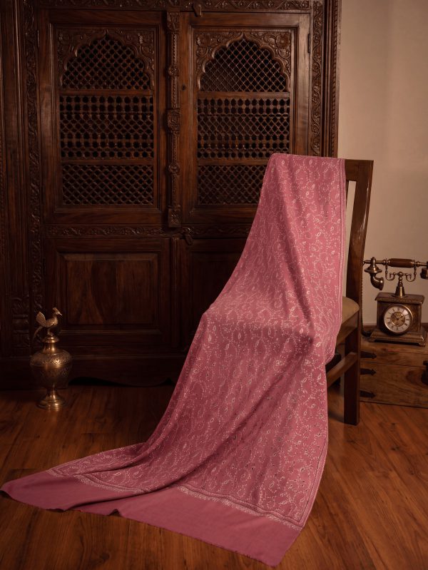 Meraas — Rose Jamawar — handcrafted Kashmiri shawl by NOUR