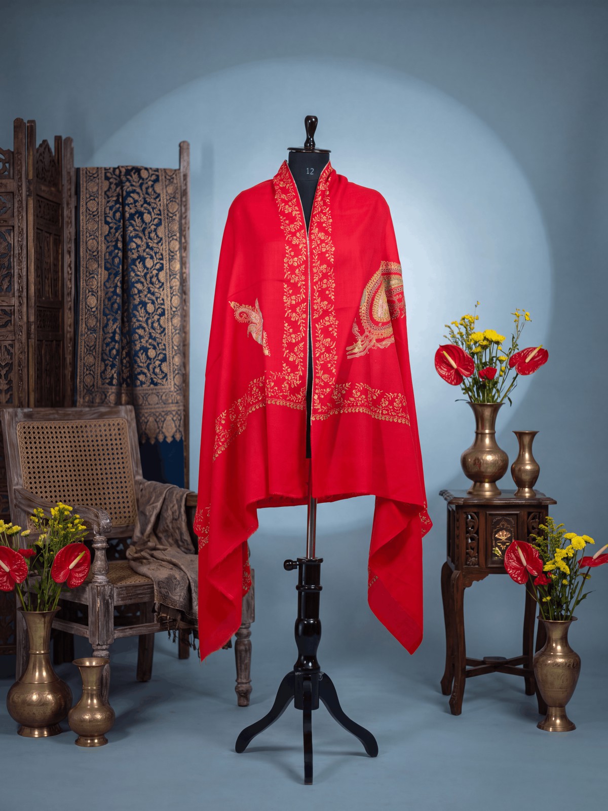 Meraas — Scarlet — handcrafted Kashmiri shawl by NOUR