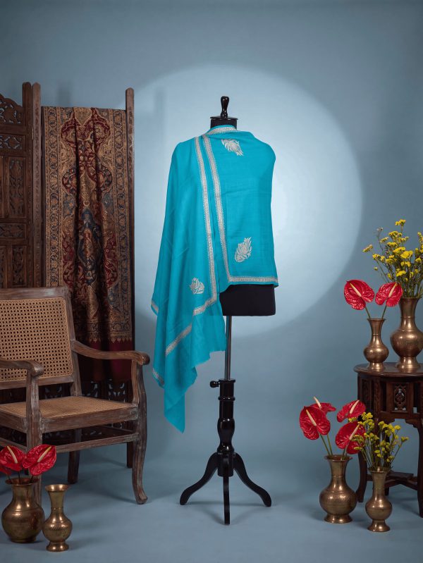 Meraas — Turquoise — handcrafted Kashmiri shawl by NOUR