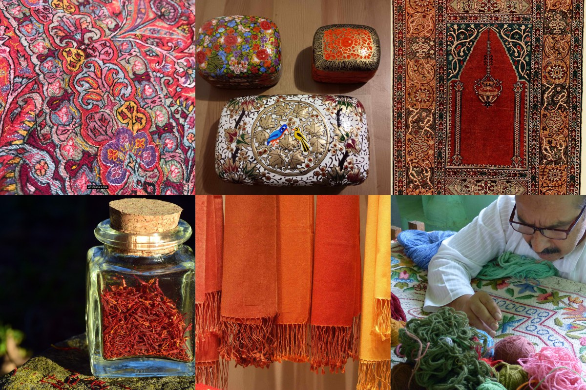 A collage of NOUR Kashmiri craft pieces