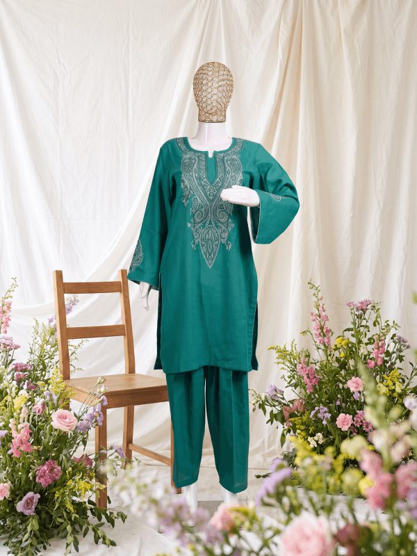 Riwaayat — Emerald — handcrafted Aari suit by NOUR