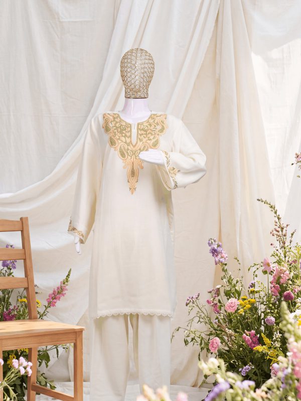 Riwaayat — Ivory & Champagne — handcrafted Aari suit by NOUR