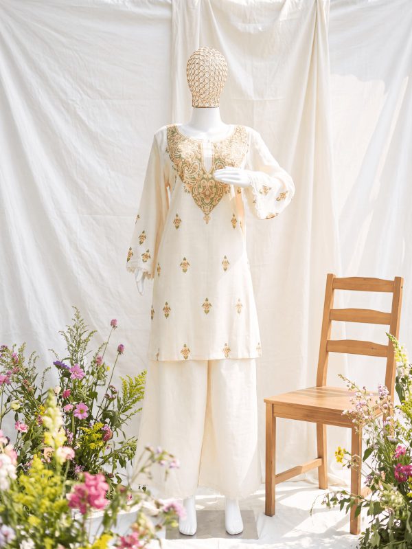 Riwaayat — Ivory & Gold — handcrafted Aari suit by NOUR