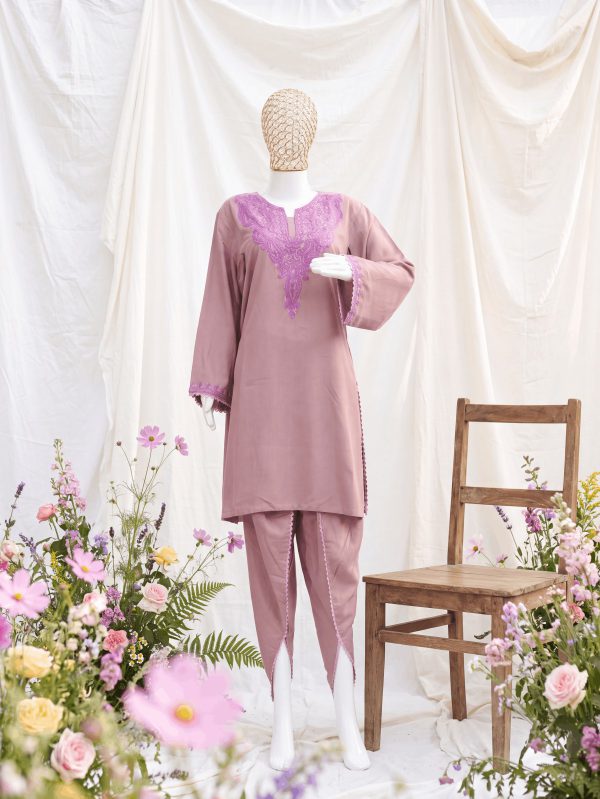 Riwaayat — Mauve — handcrafted Aari suit by NOUR